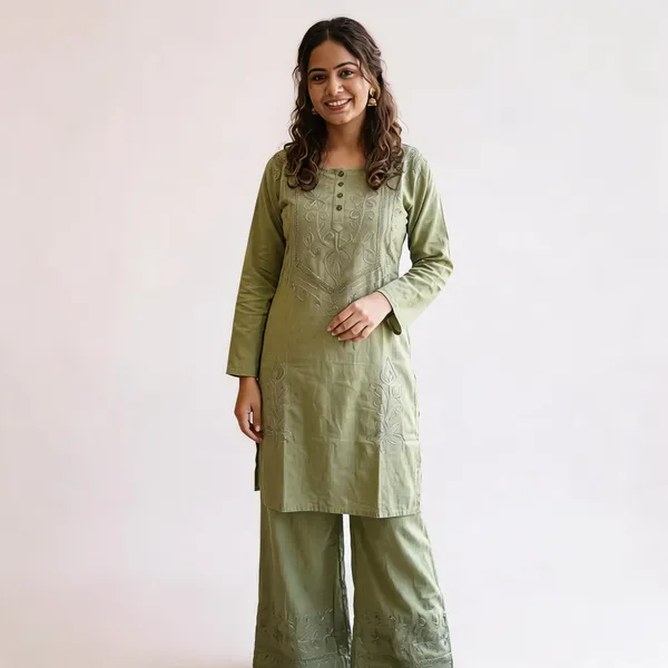 Green_Embroidered_Straight_Kurta_Set_For_Women
