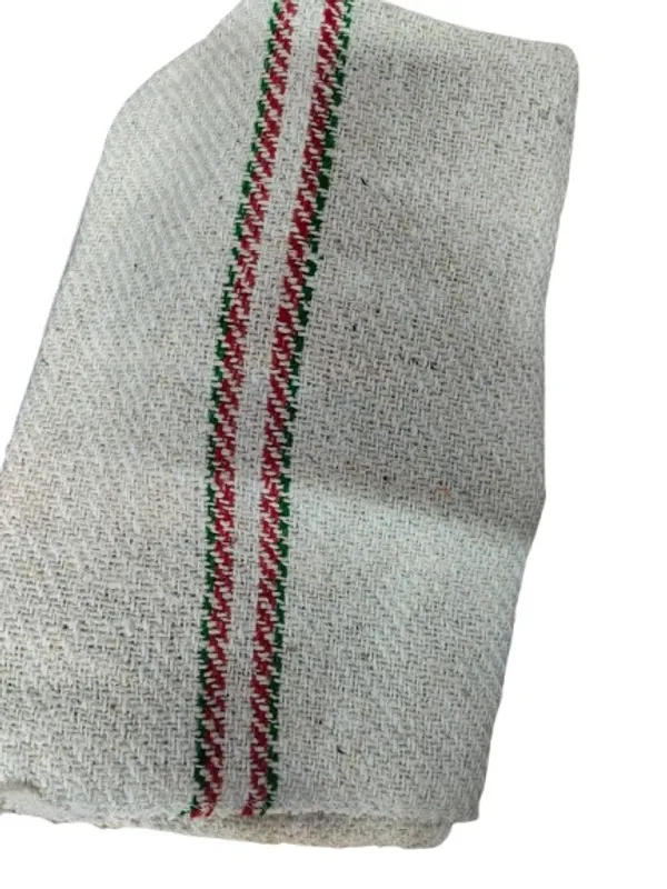 White_Woven_Cleaning_Cloth_With_Red_Green_Stripes