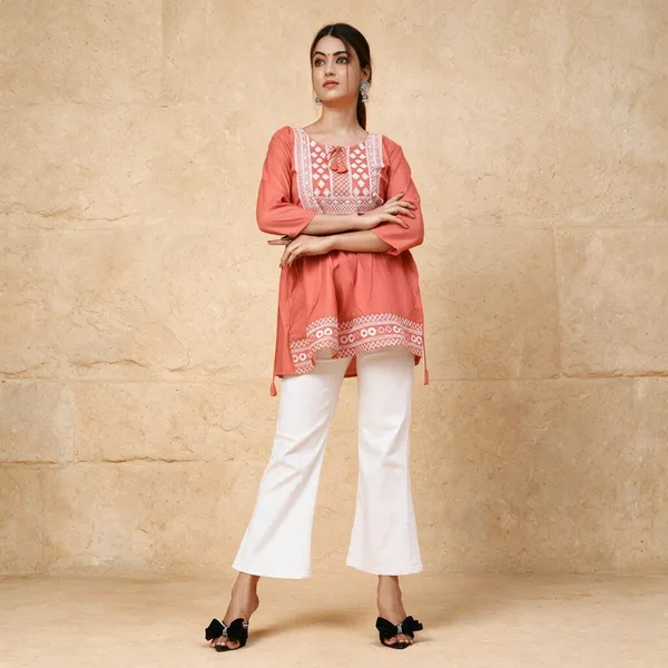 Coral_Rayon_Flared_Kurti_For_Women