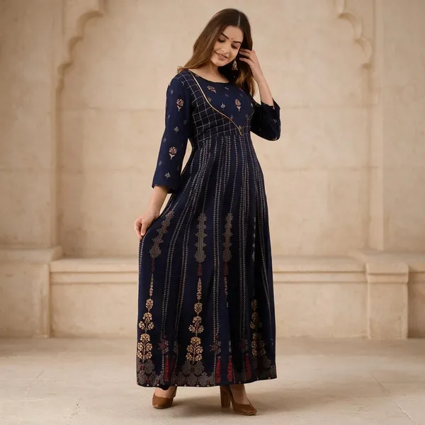 Navy_Rayon_Anarkali_Kurta_For_Women