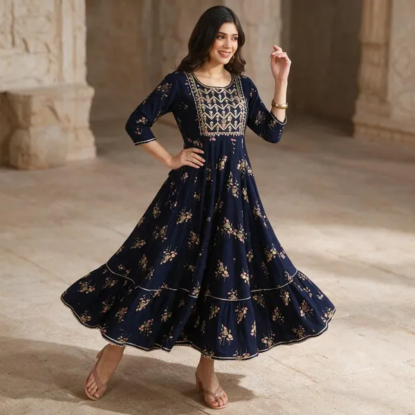 Navy_Blue_Rayon_Anarkali_Dress_For_Women