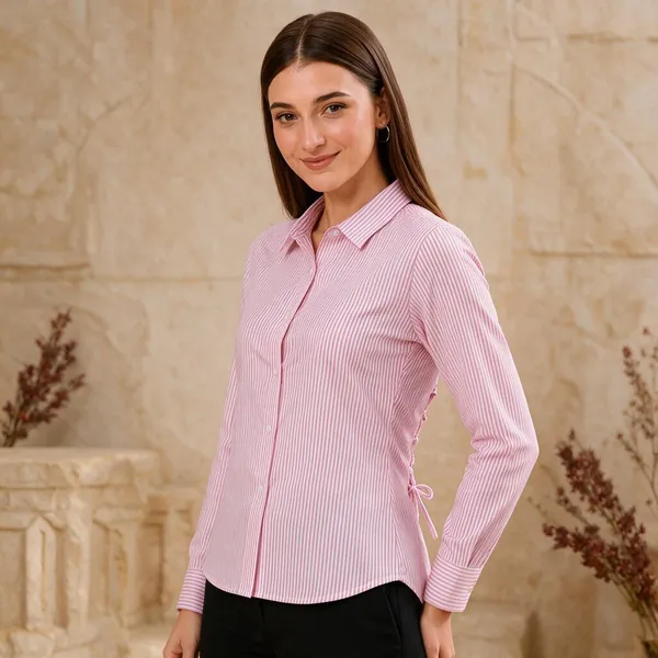 Pink_Cotton_Tie-Up_Shirt_For_Women
