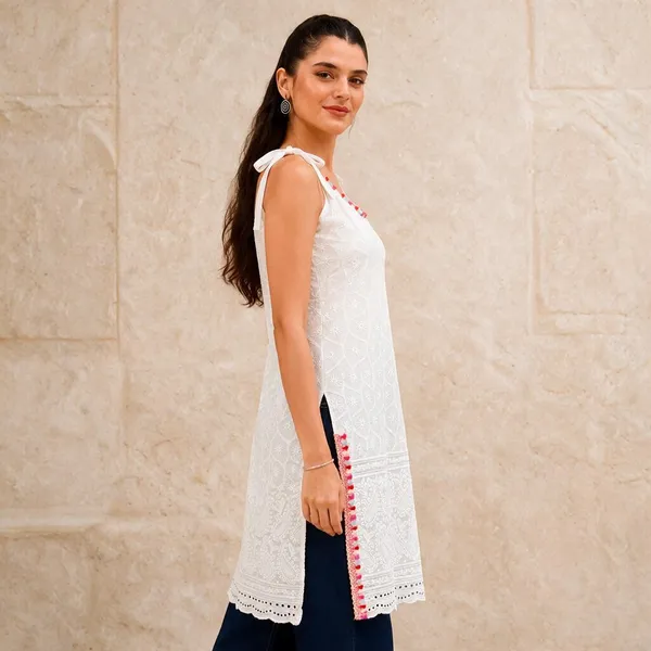 White_Cotton_Sleeveless_Kurti_For_Women