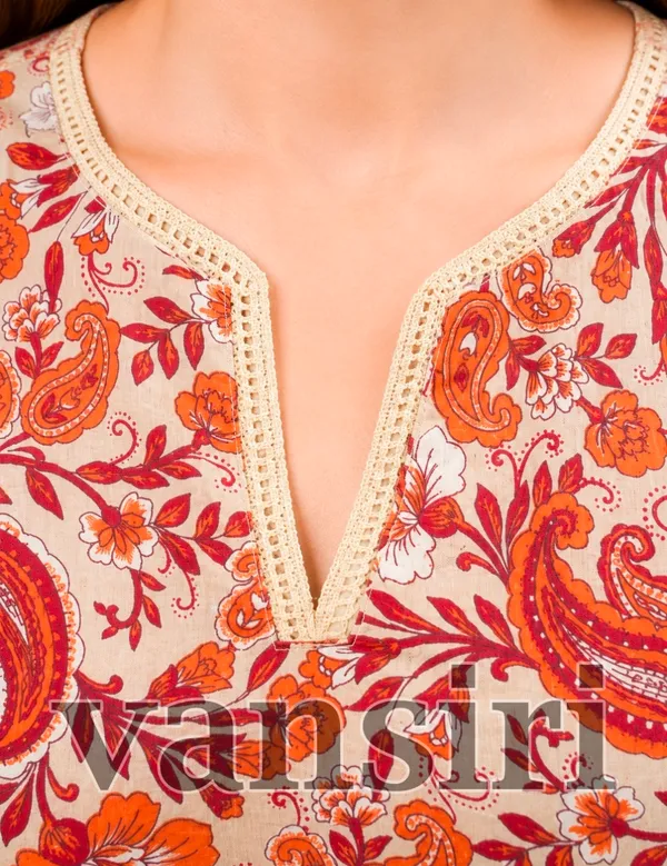 Cream_Cotton_Straight_Kurti_For_Women