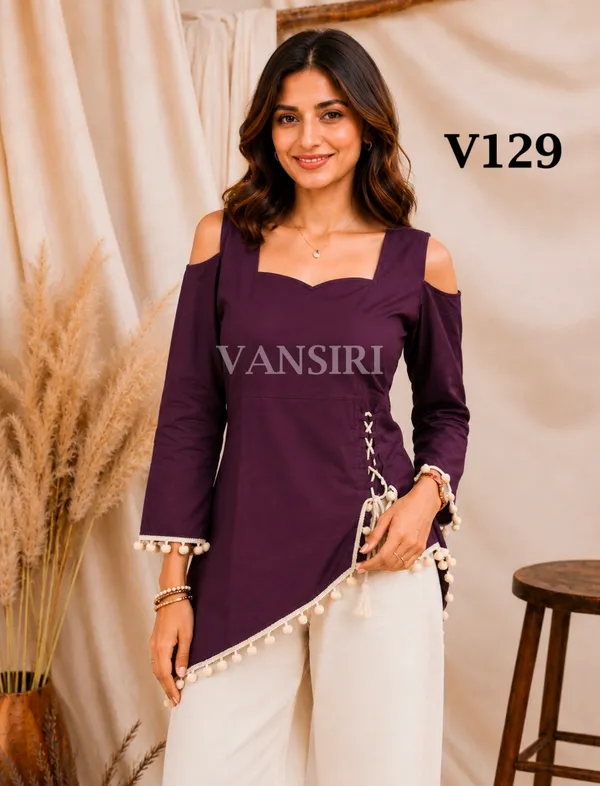 Purple_Rayon_Asymmetric_Kurti_For_Women
