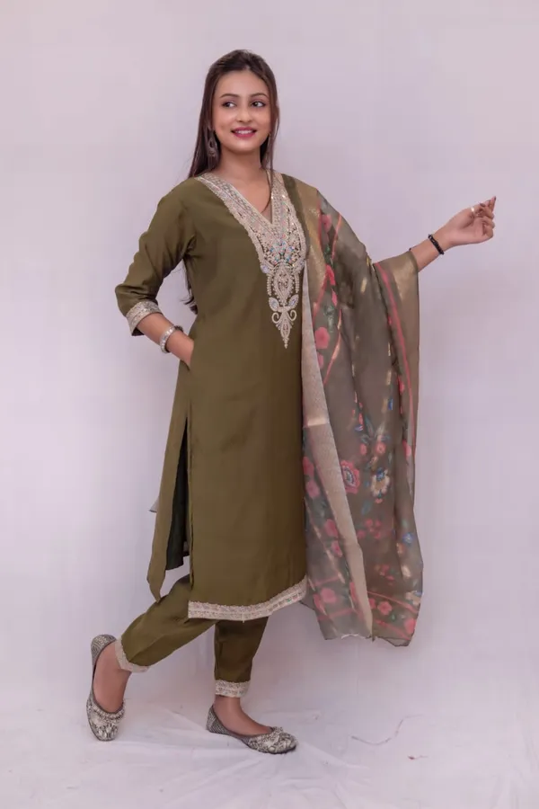 Olive_Roman_Silk_Kurta_Set_With_Dupatta_For_Women