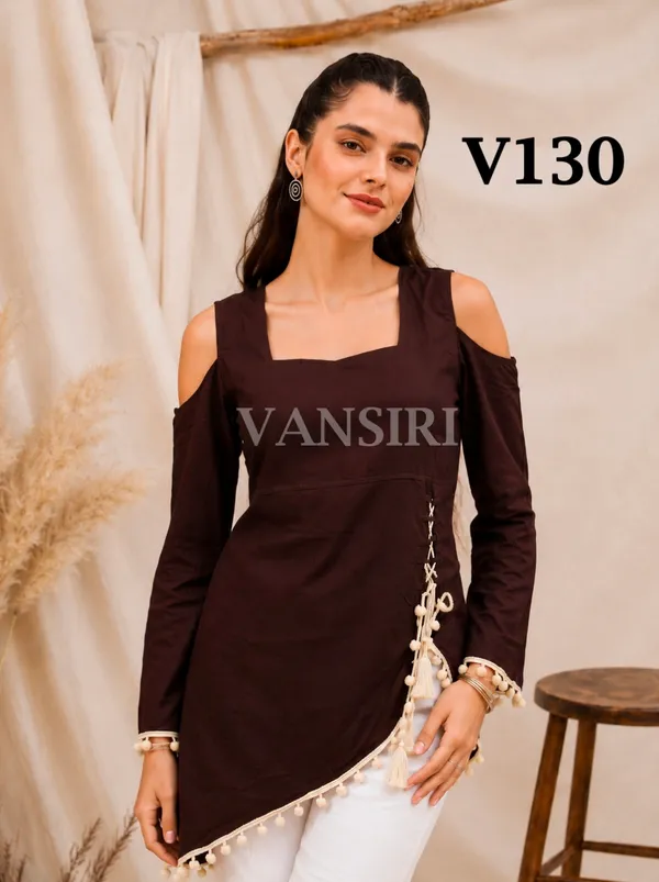 Brown_Rayon_Asymmetric_Kurti_For_Women