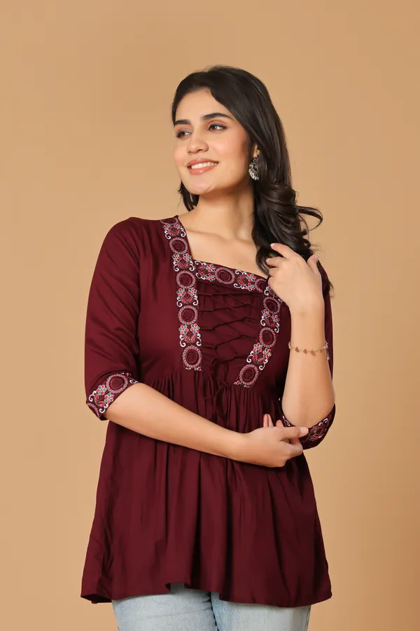 Maroon_Flared_Kurti