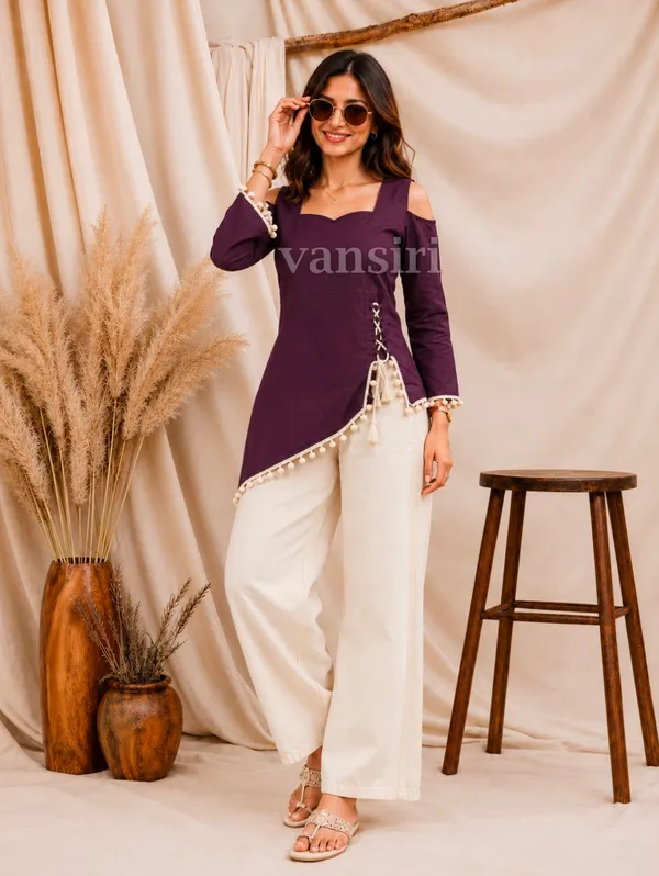 Purple_Rayon_Asymmetric_Kurti_For_Women