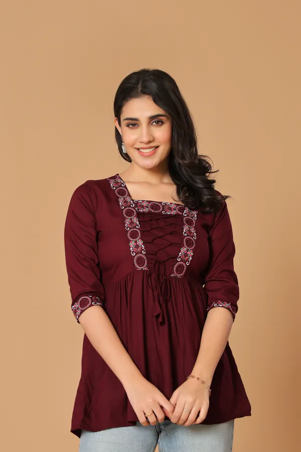 Maroon_Flared_Kurti
