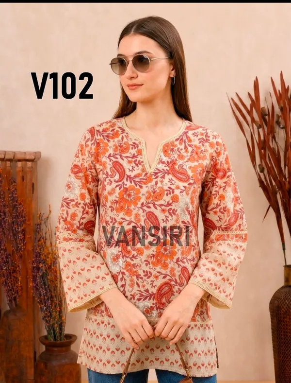 Cream_Cotton_Straight_Kurti_For_Women