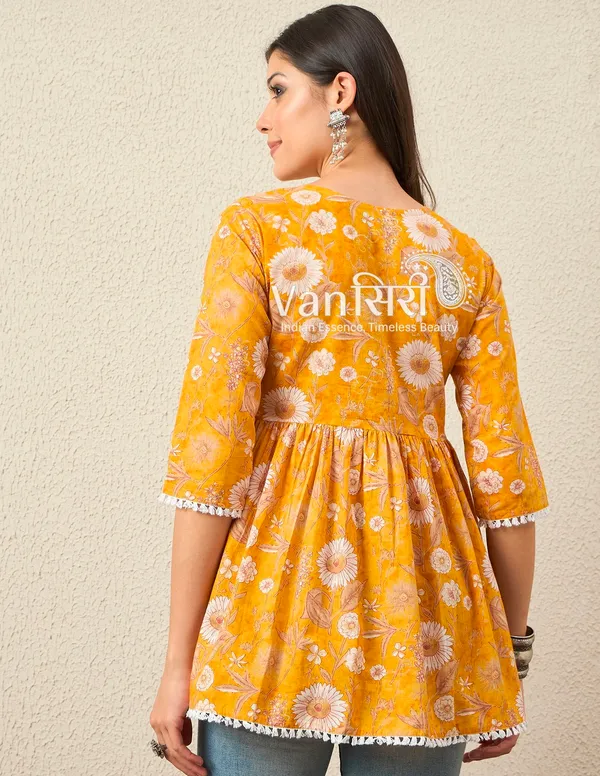 Orange_Pure_Cotton_Flared_Tunic_For_Women