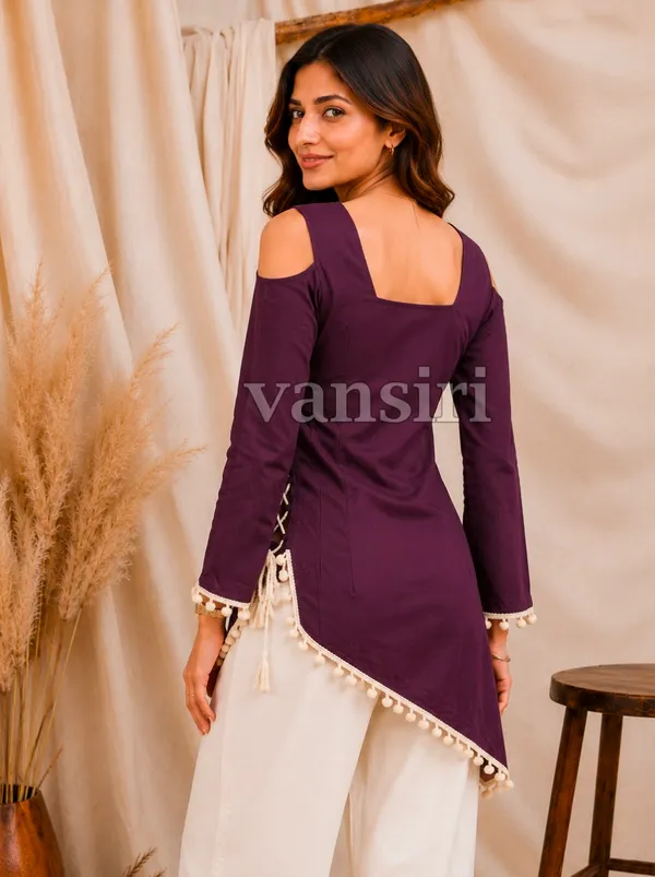 Purple_Rayon_Asymmetric_Kurti_For_Women