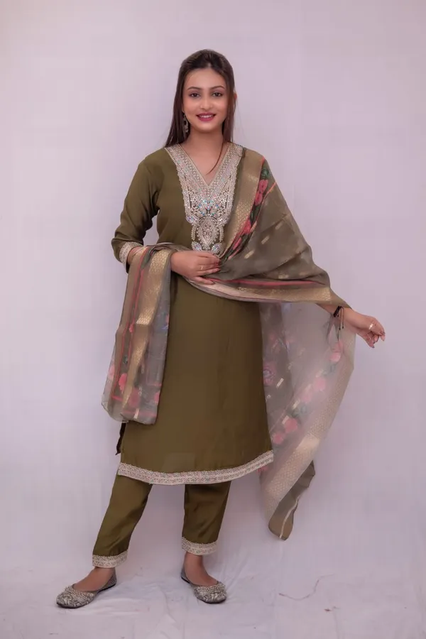 Olive_Roman_Silk_Kurta_Set_With_Dupatta_For_Women