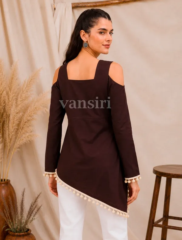 Brown_Rayon_Asymmetric_Kurti_For_Women