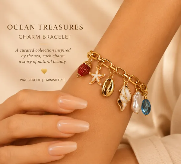 Gold_Stainless_Steel_Shell_Charm_Bracelet_For_Women