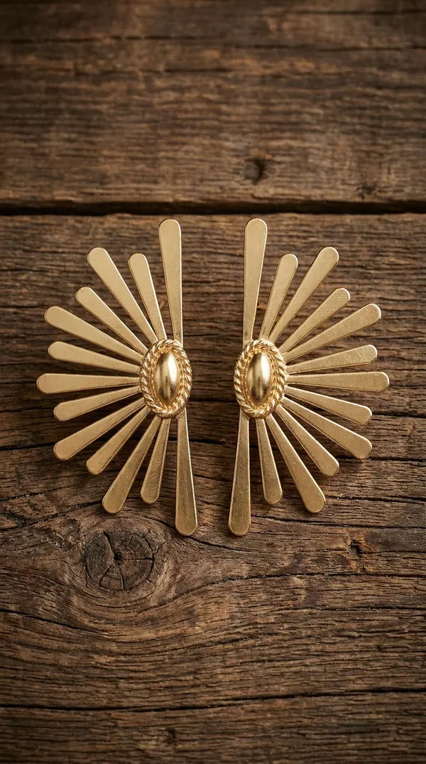 Gold_Stainless_Steel_Sunburst_Drop_Earrings_For_Women
