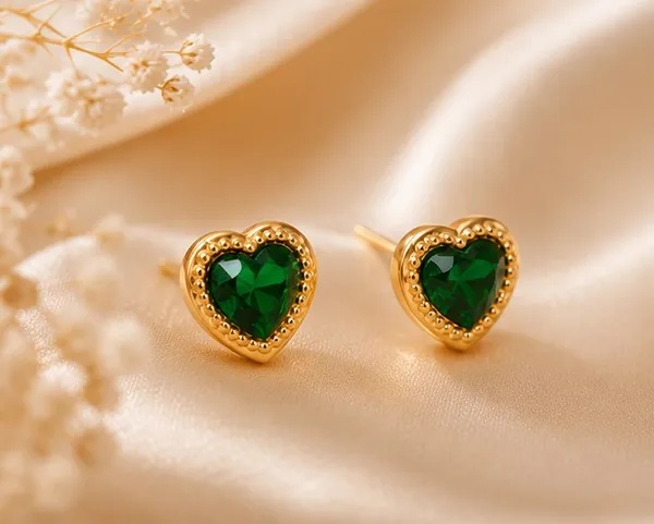 Gold_Stainless_Steel_Green_Heart_Necklace_And_Earrings_Set_For_Women
