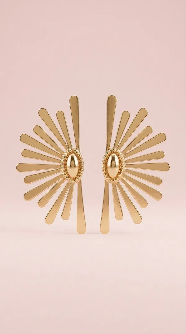 Gold_Stainless_Steel_Sunburst_Drop_Earrings_For_Women