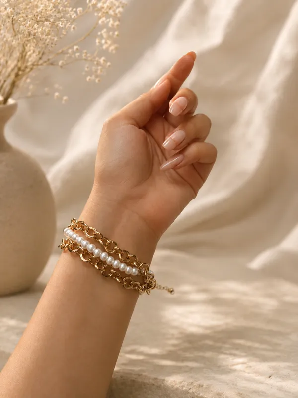 Gold_Stainless_Steel_Pearl_Layered_Bracelet_For_Women