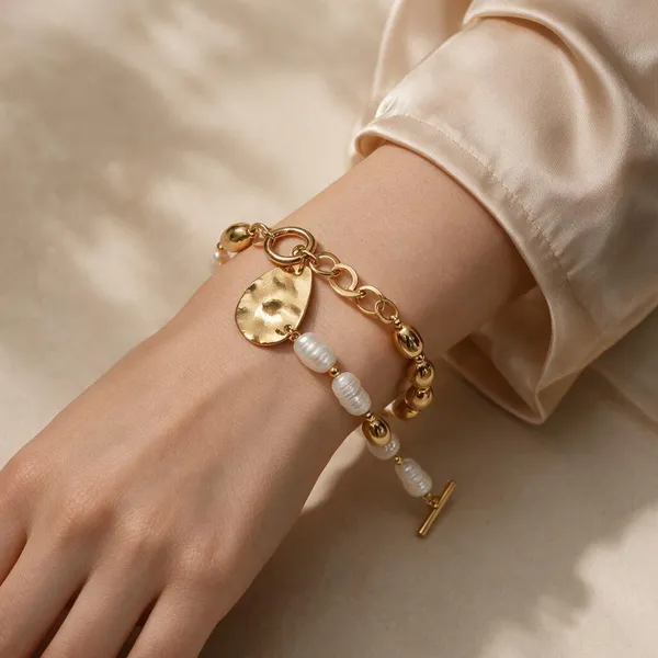 Gold_Stainless_Steel_Chain_Pearl_Accent_Charm_Bracelet_For_Women