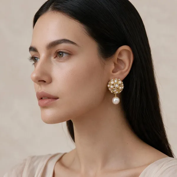 Gold_Stainless_Steel_Pearl_Stud_Earrings_For_Women