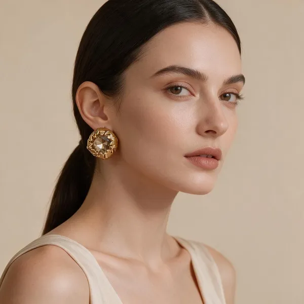 Gold_Stainless_Steel_Faceted_Stud_Earrings_For_Women