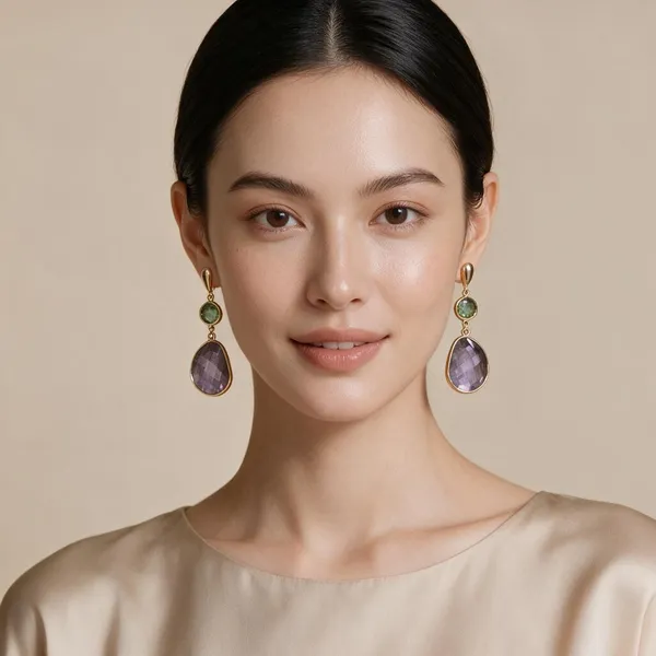 Gold_Stainless_Steel_Green_Purple_Stone_Drop_Earrings_For_Women