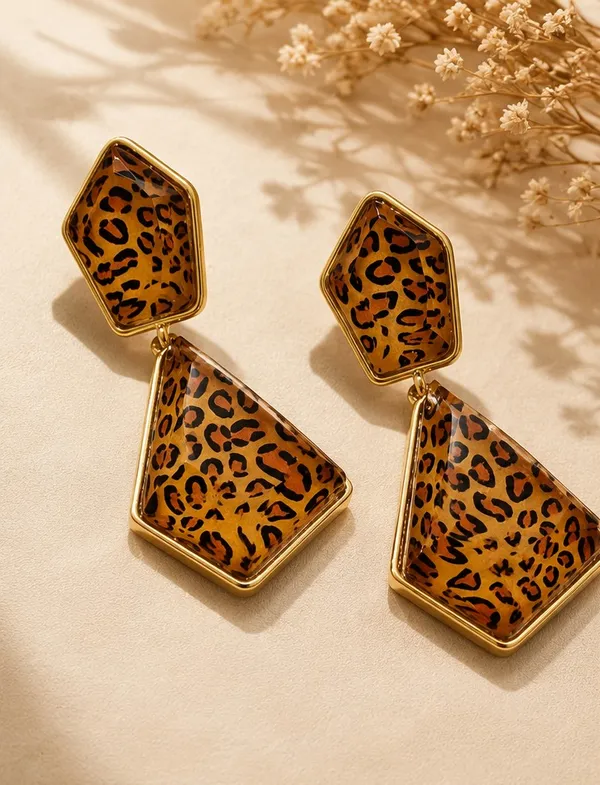 Gold_Stainless_Steel_Leopard_Print_Geometric_Drop_Earrings_For_Women
