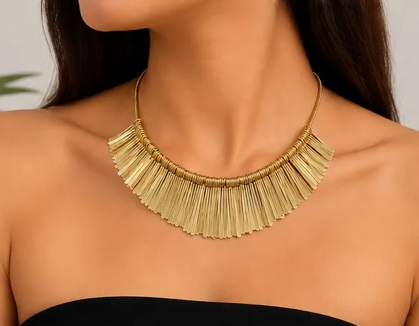 Gold_Stainless_Steel_Fringe_Necklace_For_Women