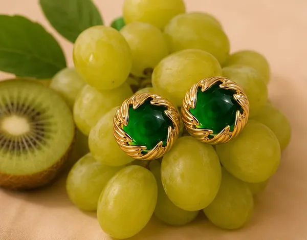 Gold_Stainless_Steel_Green_Stone_Stud_Earrings_For_Women