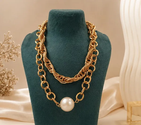 Gold_Stainless_Steel_Layered_Pearl_Necklace_For_Women