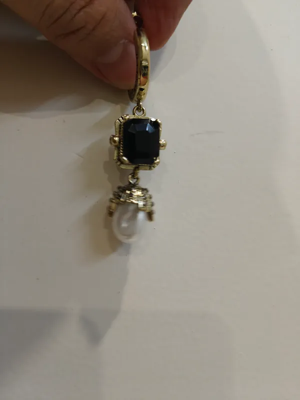 Gold_Stainless_Steel_Black_Stone_Pearl_Drop_Hoop_Earrings_For_Women