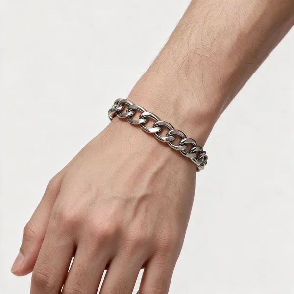 Silver_Stainless_Steel_Chain_Bracelet_For_Men