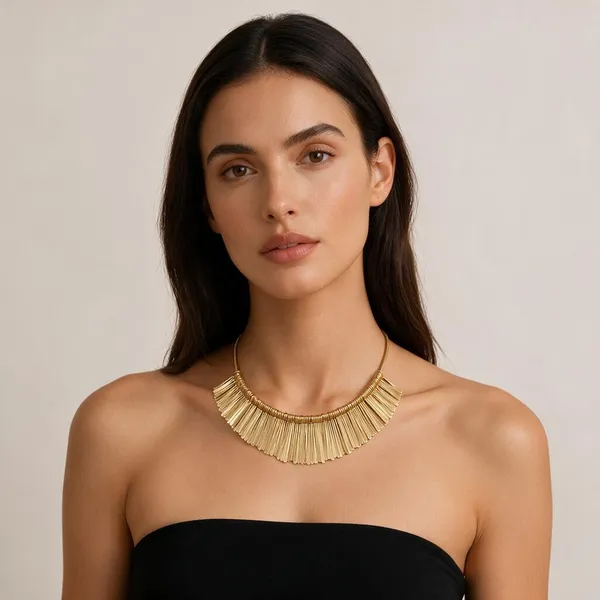 Gold_Stainless_Steel_Fringe_Necklace_For_Women