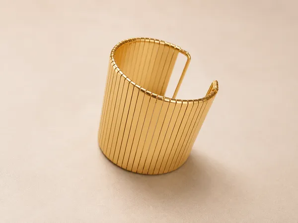 Gold_Stainless_Steel_Ribbed_Cuff_Bracelet_For_Women