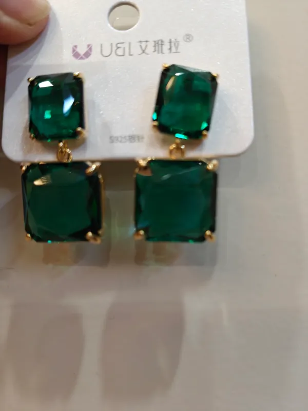 Green_Stainless_Steel_Rectangular_Stone_Drop_Earrings_For_Women