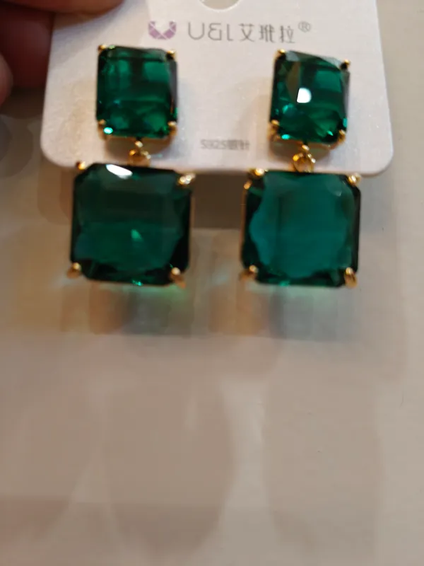 Green_Stainless_Steel_Rectangular_Stone_Drop_Earrings_For_Women