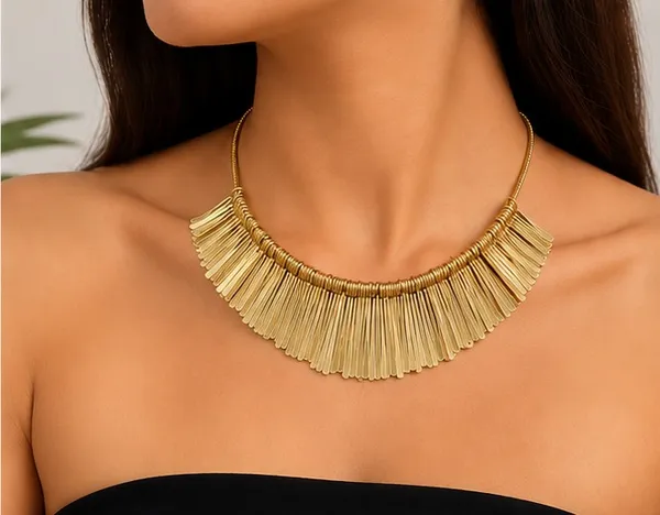 Gold_Stainless_Steel_Fringe_Necklace_For_Women