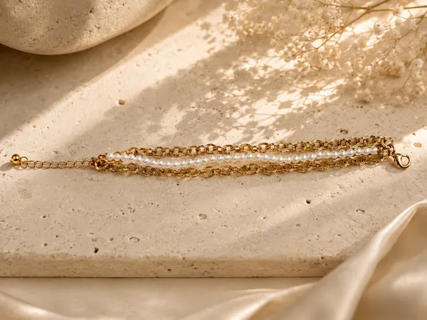 Gold_Stainless_Steel_Pearl_Layered_Bracelet_For_Women