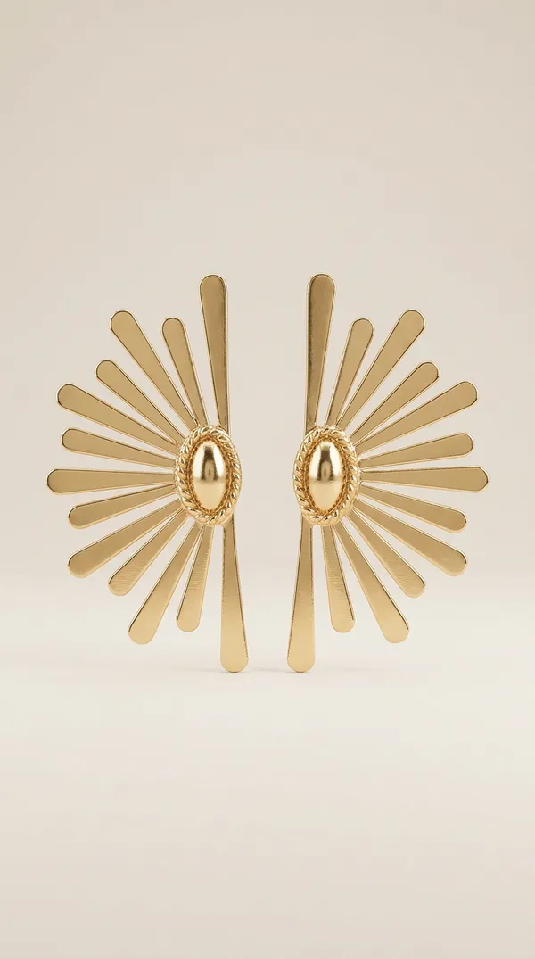 Gold_Stainless_Steel_Sunburst_Drop_Earrings_For_Women
