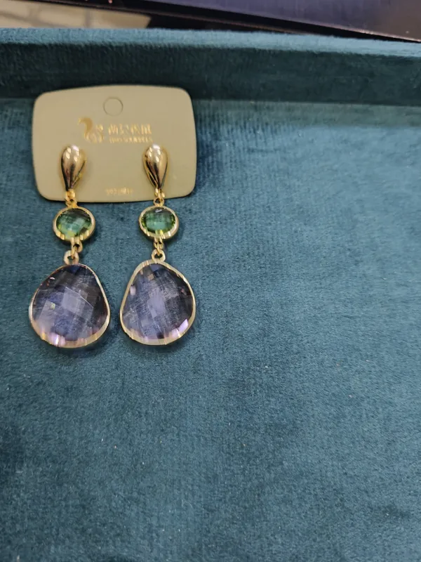 Gold_Stainless_Steel_Green_Purple_Stone_Drop_Earrings_For_Women