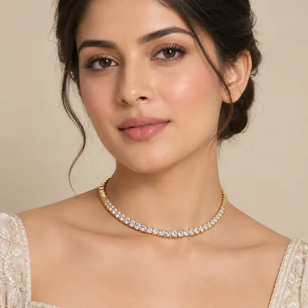 Gold_Stainless_Steel_Crystal_Choker_Necklace_For_Women