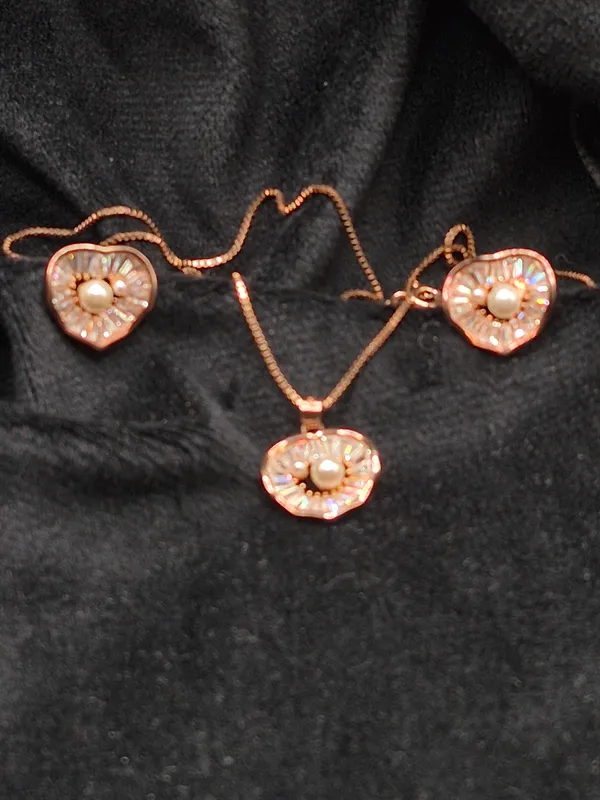 Rose_Gold_925_Silver_Pearl_&_Stone_Pendant_&_Earrings_Set_For_Women
