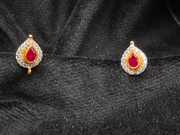 Gold_Red_925_Sterling_Silver_Teardrop_Pendant_Earrings_Set_For_Women