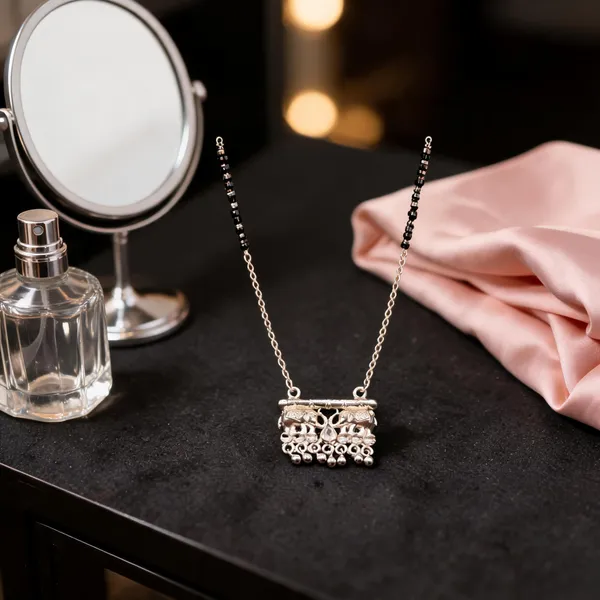 Silver_&_Black_925_Silver_Elephant_Beaded_Mangalsutra_Necklace_For_Women