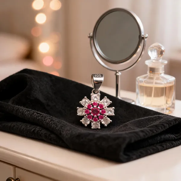Pink_925_Silver_Stone_Floral_Pendant_For_Women