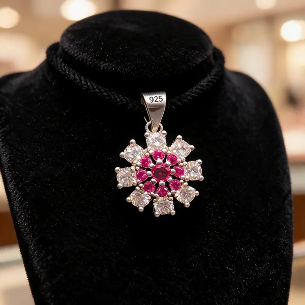 Pink_925_Silver_Stone_Floral_Pendant_For_Women