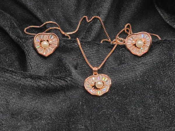 Rose_Gold_925_Silver_Pearl_&_Stone_Pendant_&_Earrings_Set_For_Women