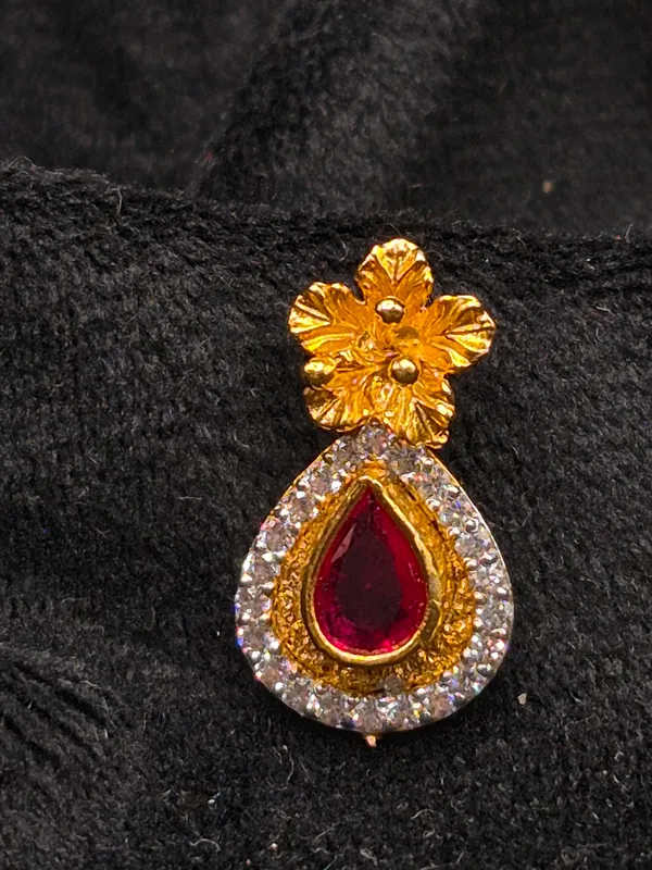 Gold_Red_925_Sterling_Silver_Teardrop_Pendant_Earrings_Set_For_Women